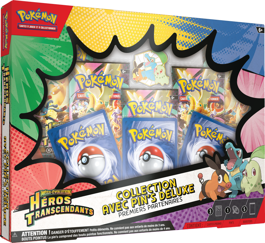 Pokémon -  Héros Transcendants - Coffret Collection avec Pin's Deluxe Premier Partenaires (Français)