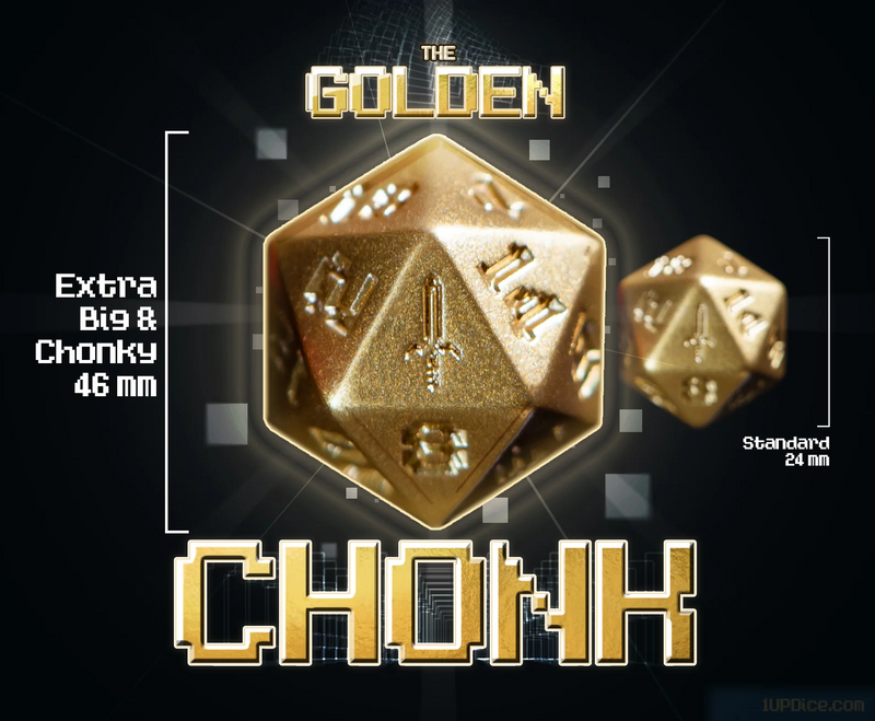 1UP Dice - The Golden Chonk Mystical Sword - D20